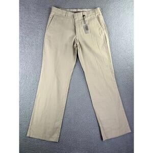 Express Men's 34 x 32 Producer Beige Striped Straight Stretch Dress Pants